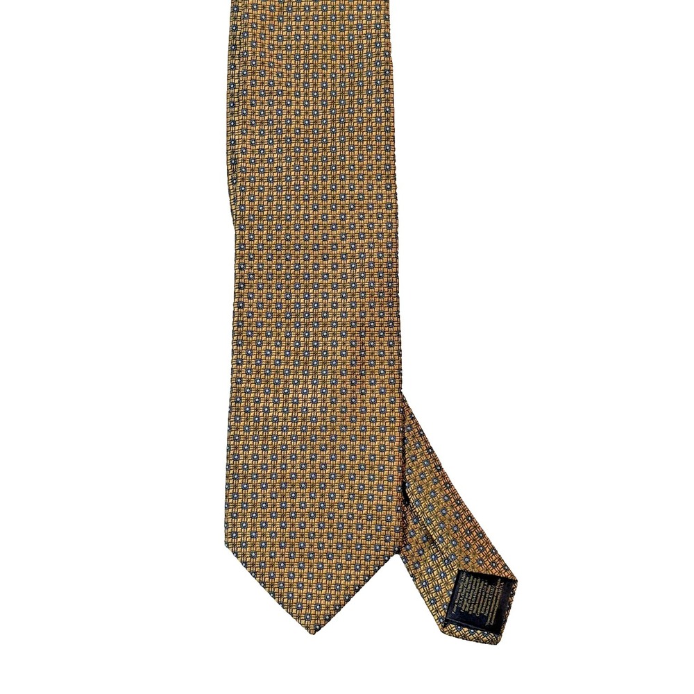 Brooks Brothers Tie Mens One Size Gold Silk Geometric Jacquard Old Money